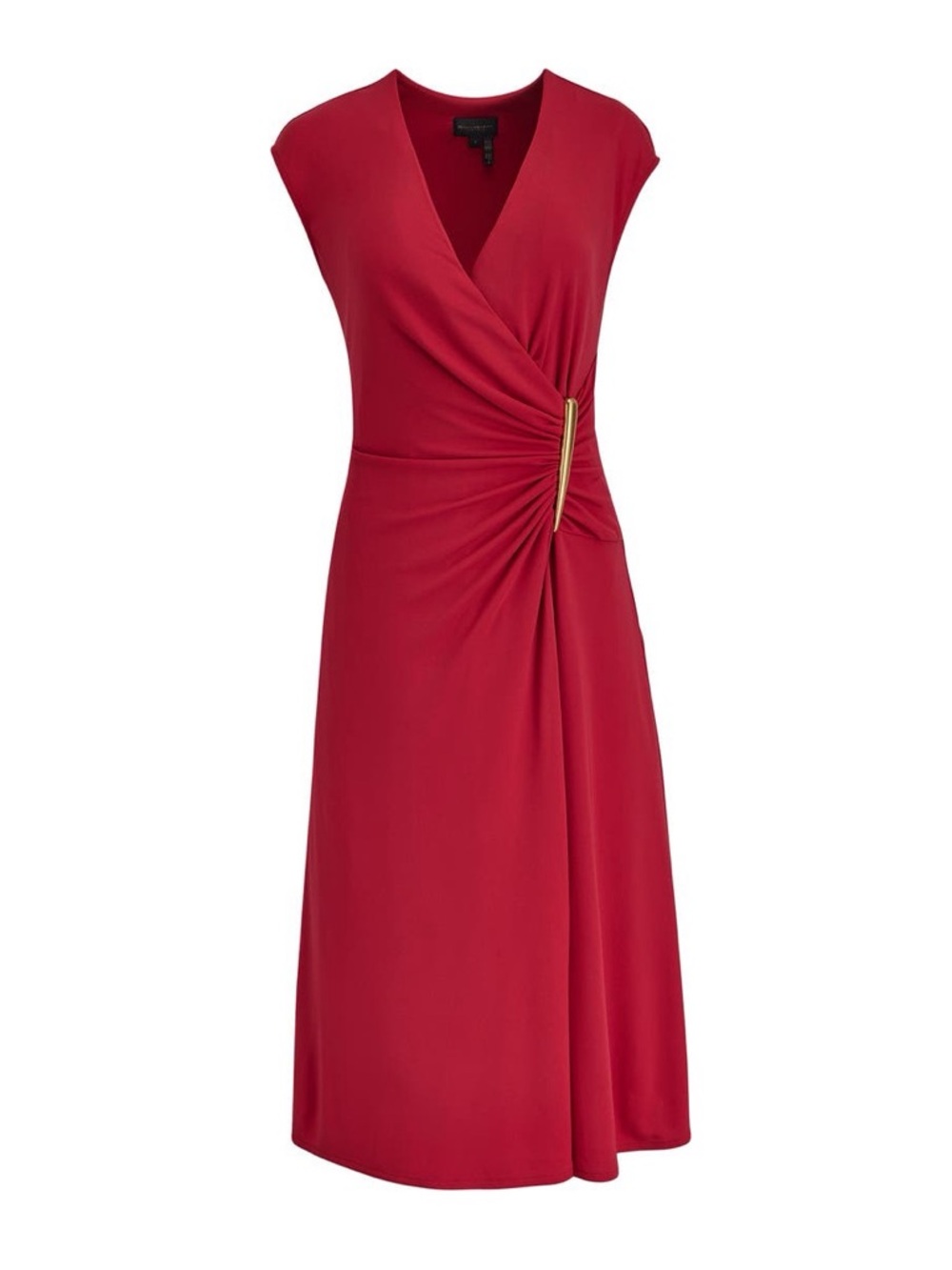 NWT Donna Karen New York Maroon Faux Wrap Jersey Midi Dress Size 4